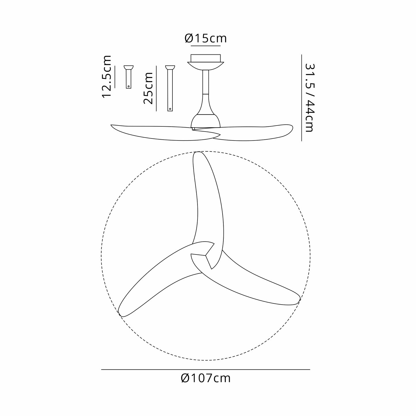 MANTRA M9040 Ipanema 1m 32W Three Blade Ceiling Fan, NO LIGHT,Remote Control, White, 8yrs Warranty