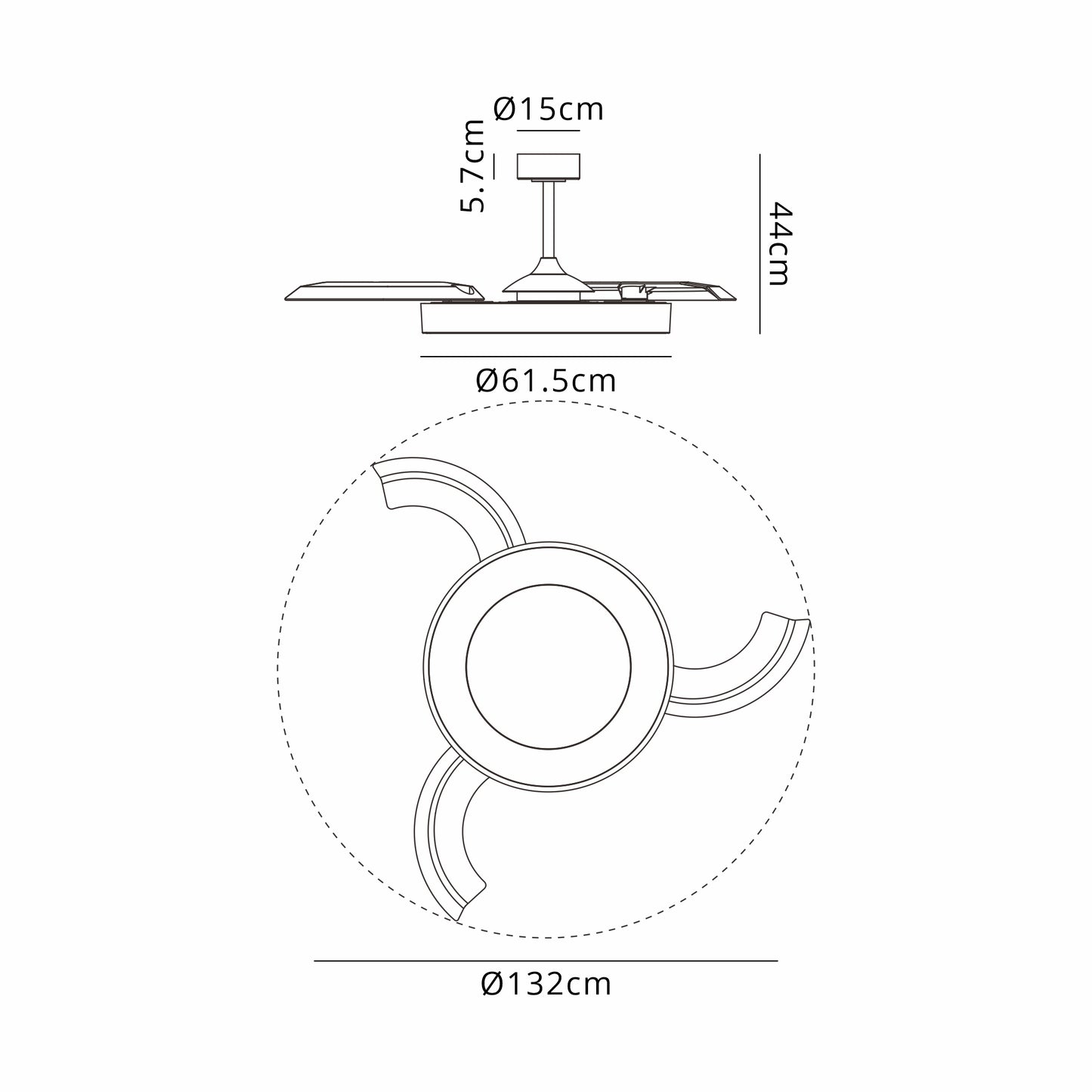 Mantra M9057 Niseko L Ceiling Fan With Light 62cm(closed)1320mm(open) 40W LED Dimmable Ceiling Light With Built-In 40W DC Fan, 2700-5000K Remote Control, 4400lm, White, 5yrs Warranty