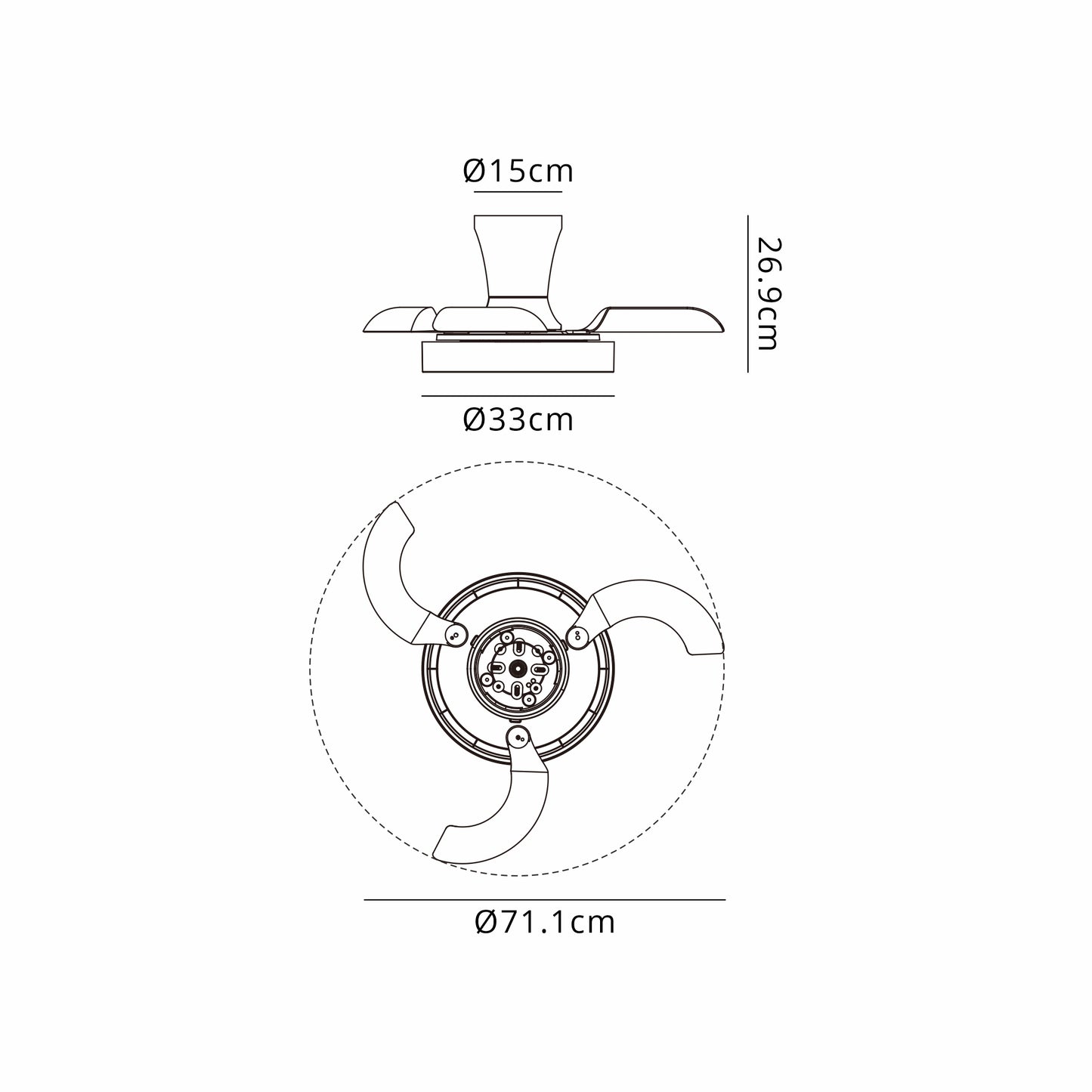 Mantra M9089 Niseko XS Ceiling Fan With Light 33cm(closed) 710mm(open) 25W LED Dimmable Ceiling Light With Built-In 25W DC Fan, 2700-5000K Remote Control, 2500lm, White, 5yrs Warranty