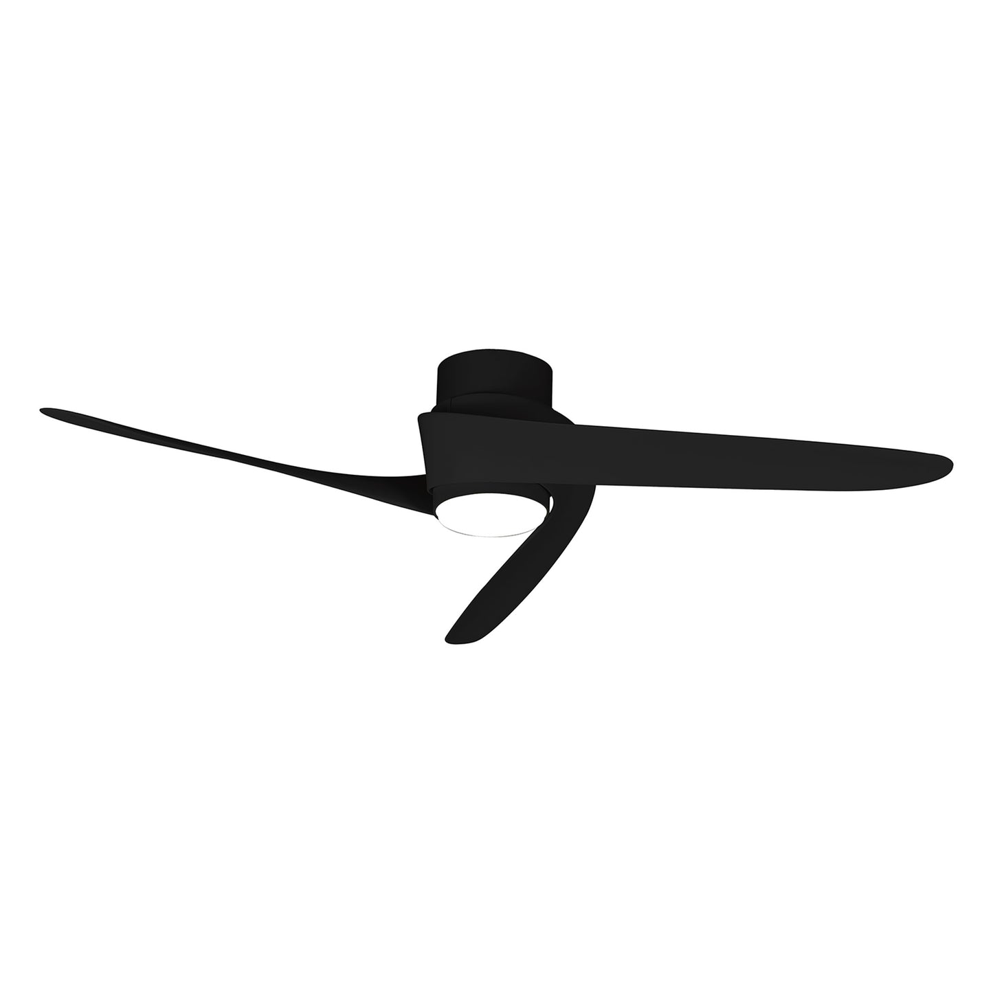 The Ceiling Fans UK MANTRA M8709 Groenland Black Ceiling Fan features three curved blades, a 24W dimmable LED light, 30W DC motor, remote and app control, flush mount design, and a 5-year warranty for modern style.