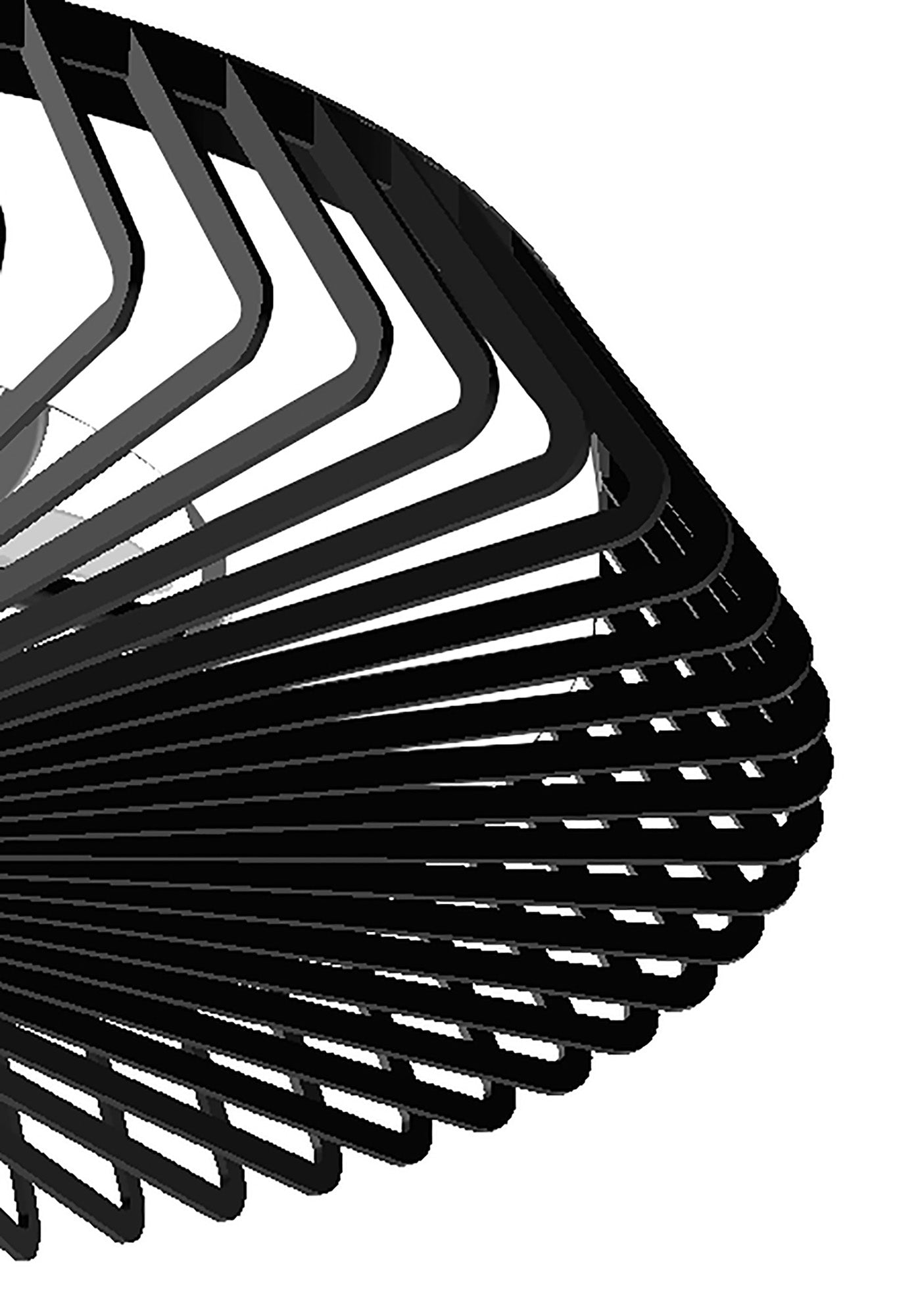 The intricate black spiral pattern on a white background mirrors the sophisticated design of the 63cm Himalaya Black Ceiling Fan by Ceiling Fans UK, which creates an optical illusion with its layered, overlapping lines. This fan features a 70W LED light and a built-in 35W DC reversible fan, controllable via remote, app, or Alexa/Google voice control, and includes a 5-year warranty.