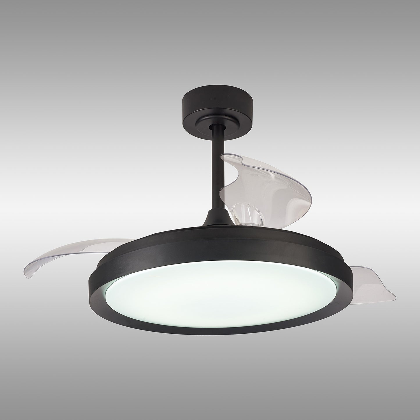 The Ceiling Fans UK MANTRA M8828 Mistral Black features a 50W dimmable LED light, built-in 28W DC fan, remote control, and comes with a 5-year warranty—combining style and comfort for any modern space.