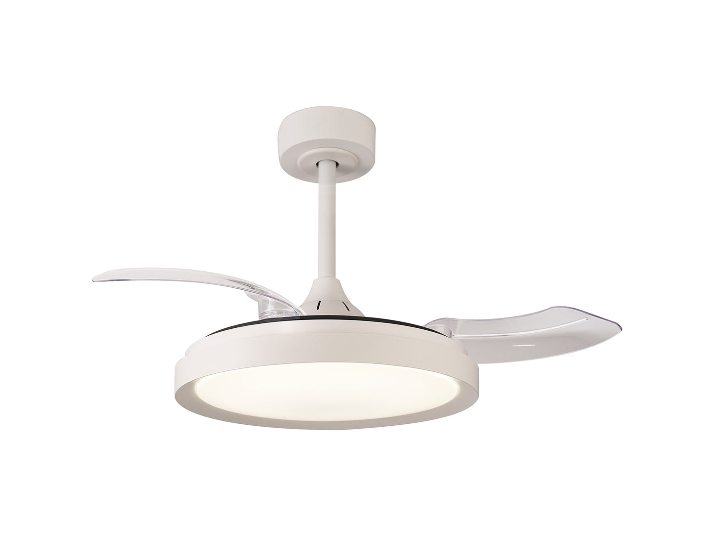 Ceiling Fans UK’s MANTRA M8829 Mistral Mini White Ceiling Fan features a 40W dimmable LED light, 28W DC fan with two retractable blades, remote control, and comes with a 5-year warranty.