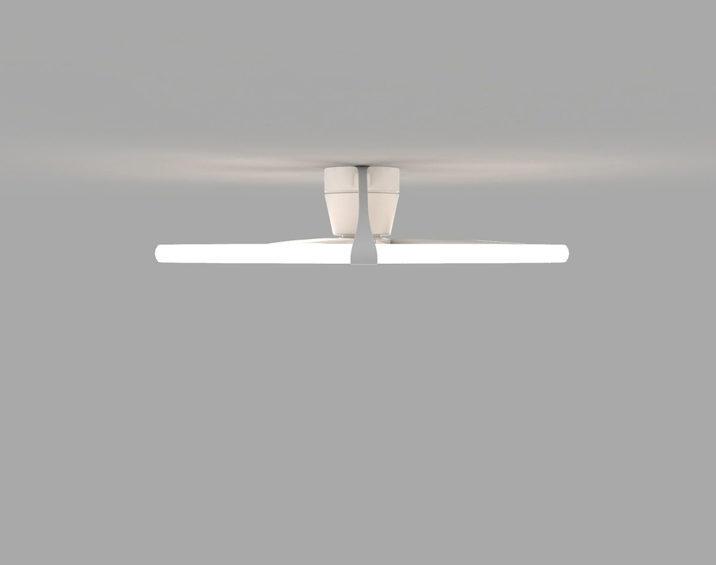 A minimalist, modern light fixture from Ceiling Fans UK, the Nepal White Ceiling Fan with Light features a sleek design with a white base and a circular, horizontally-oriented 105cm LED dimmable light. Mounted against a plain, light grey ceiling, it incorporates both contemporary style and functionality with its built-in 35W DC reversible fan. It also comes complete with remote control and supports APP & Alexa/Google Voice Control for added convenience.