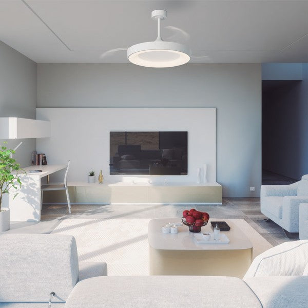 Mantra M9012 Niseko S Ceiling Fan with Light 40cm(closed) 910mm(open)45W LED Dimmable Ceiling Light With Built-In 25W DC Fan, 2700-5000K Remote Control, 5000lm, White, 5yrs Warranty