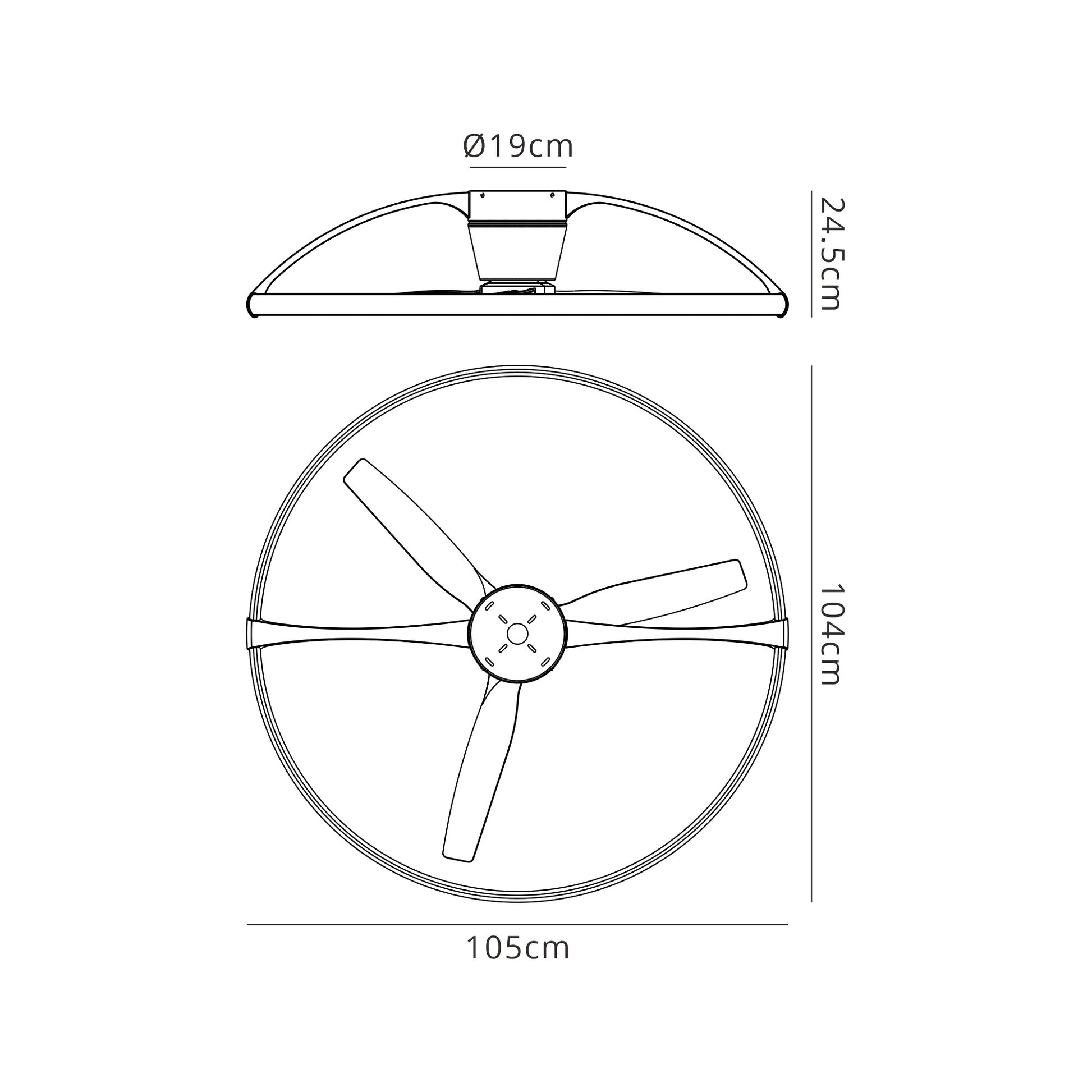 The MANTRA M7533 Nepal Silver/Walnut Ceiling Fan from Ceiling Fans UK features three blades, a 105cm diameter, 24.5cm height, 19cm wide base, LED dimmable light (75W/7200lm), DC reversible fan (35W), and remote/APP/Alexa/Google control.