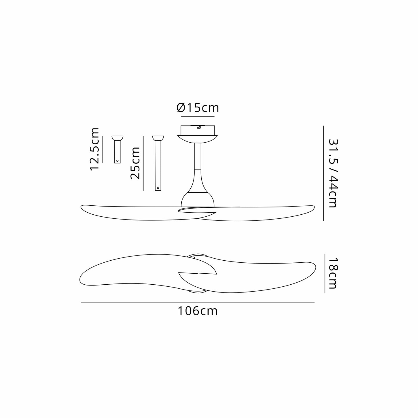 MANTRA M9038 Ipanema 1m 32W Twin Blade Ceiling Fan,NO LIGHT, Remote Control, Wood + Black, 8yrs Warranty