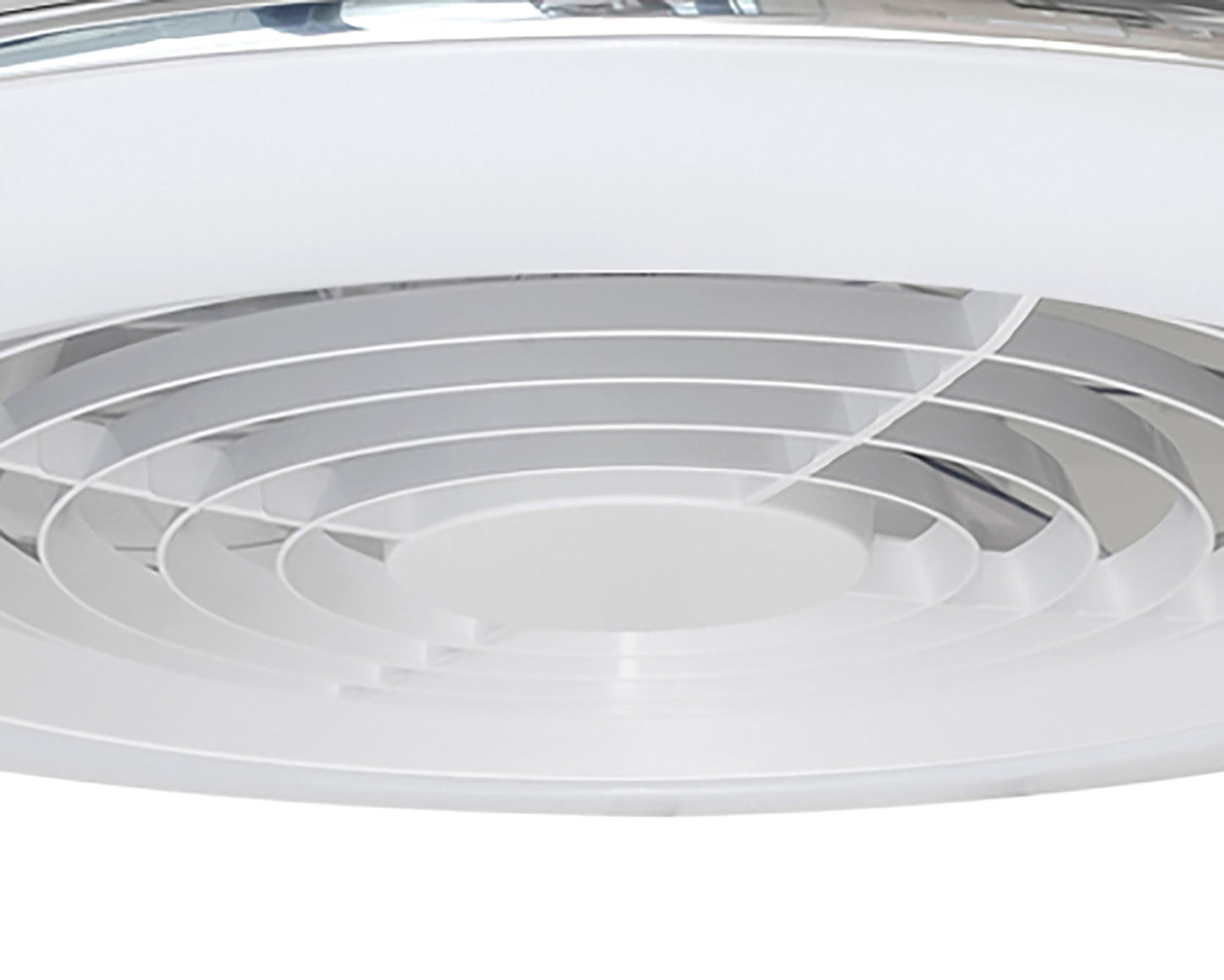 Close-up of the M7493 Alisio Mini White Ceiling Fan from Ceiling Fans UK—52.5cm, 70W LED dimmable light (4900lm), built-in 30W DC reversible fan, sleek white finish and remote control for easy convenience.