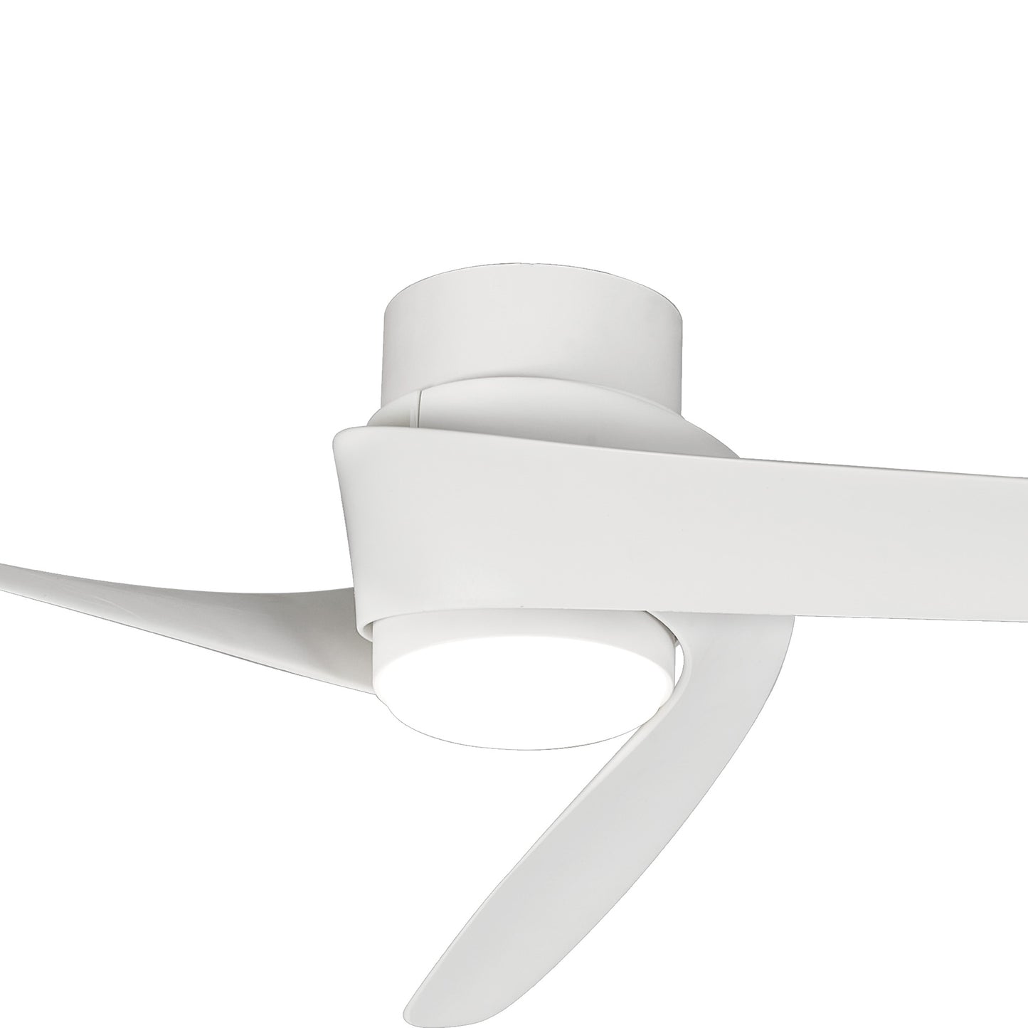 The MANTRA M8708 Groenland by Ceiling Fans UK is a modern white 122cm ceiling fan with two curved blades, integrated 24W dimmable LED (1700lm), built-in 30W DC fan, remote and APP control, and comes with a 5-year warranty.