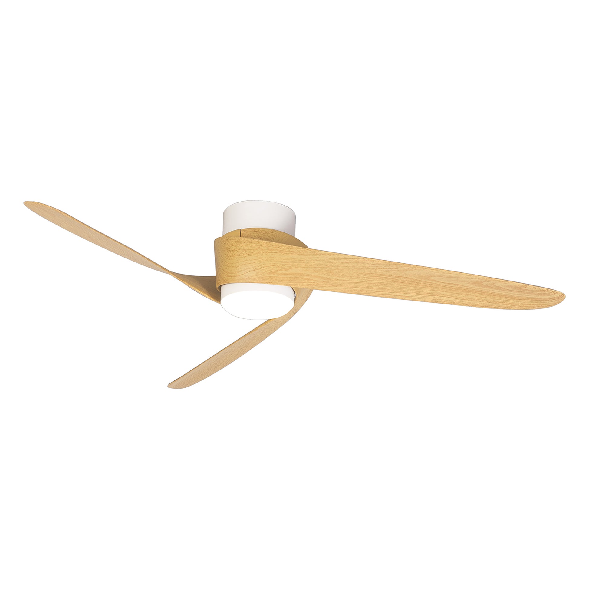 The Ceiling Fans UK MANTRA M8710 Groenland features a flush-mounted 122cm white/wood ceiling fan with 24W dimmable LED light, built-in 30W DC motor, two blades, remote & app control, and a 5-year warranty.