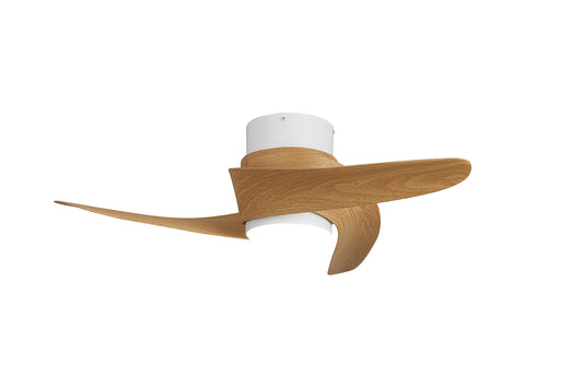 Mantra M9065 Groenland XS 79.5cm 30W LED Dimmable Ceiling Light With Built-In 24W DC Fan, 2700-5000K Remote Control, 2640lm, White-Wood 5yrs Warranty