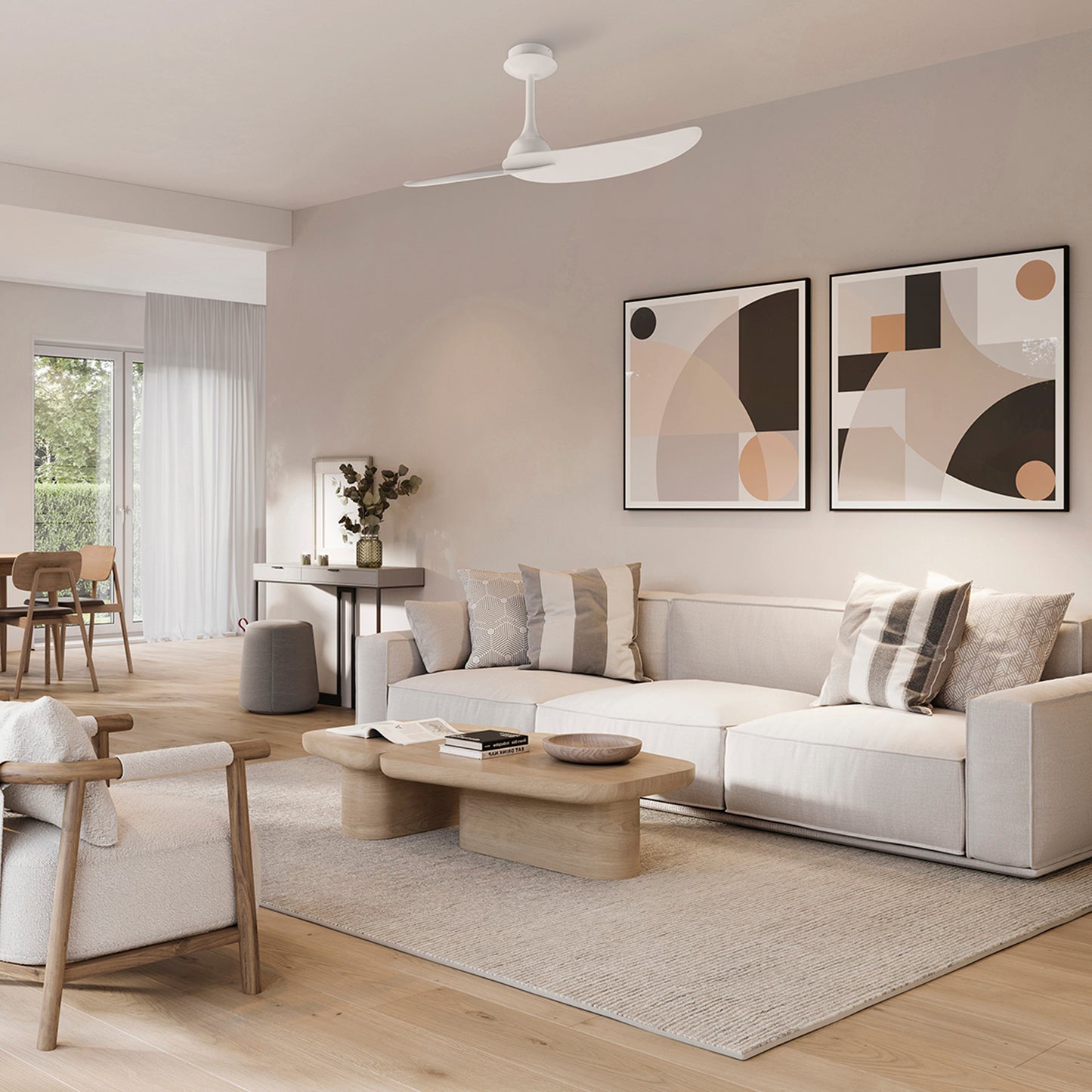 MANTRA M9037 Ipanema 1m 32W Twin Blade Ceiling Fan, NO LIGHT Remote Control, White, 8yrs Warranty