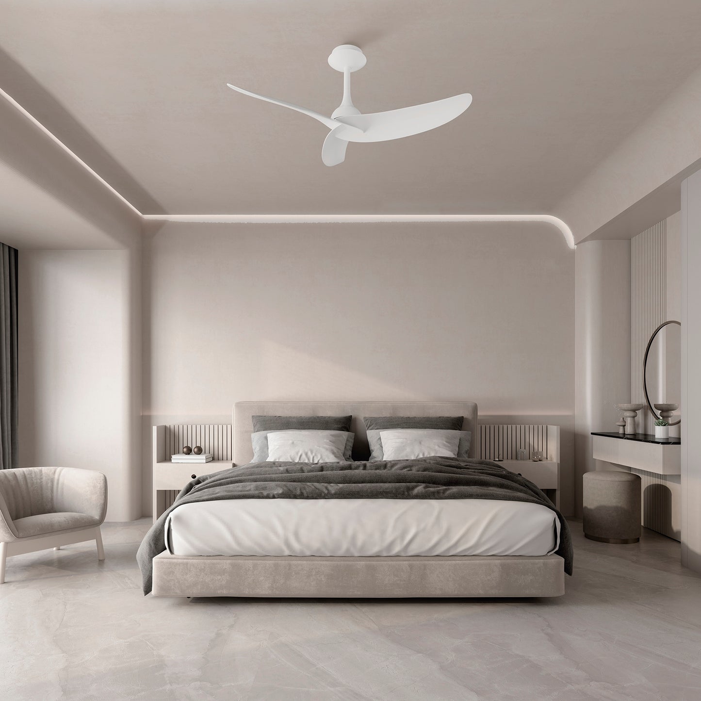 MANTRA M9042 Ipanema 1m 32W Three Blade Ceiling Fan, NO LIGHT,Remote Control, Wood/White,                 8yrs Warranty