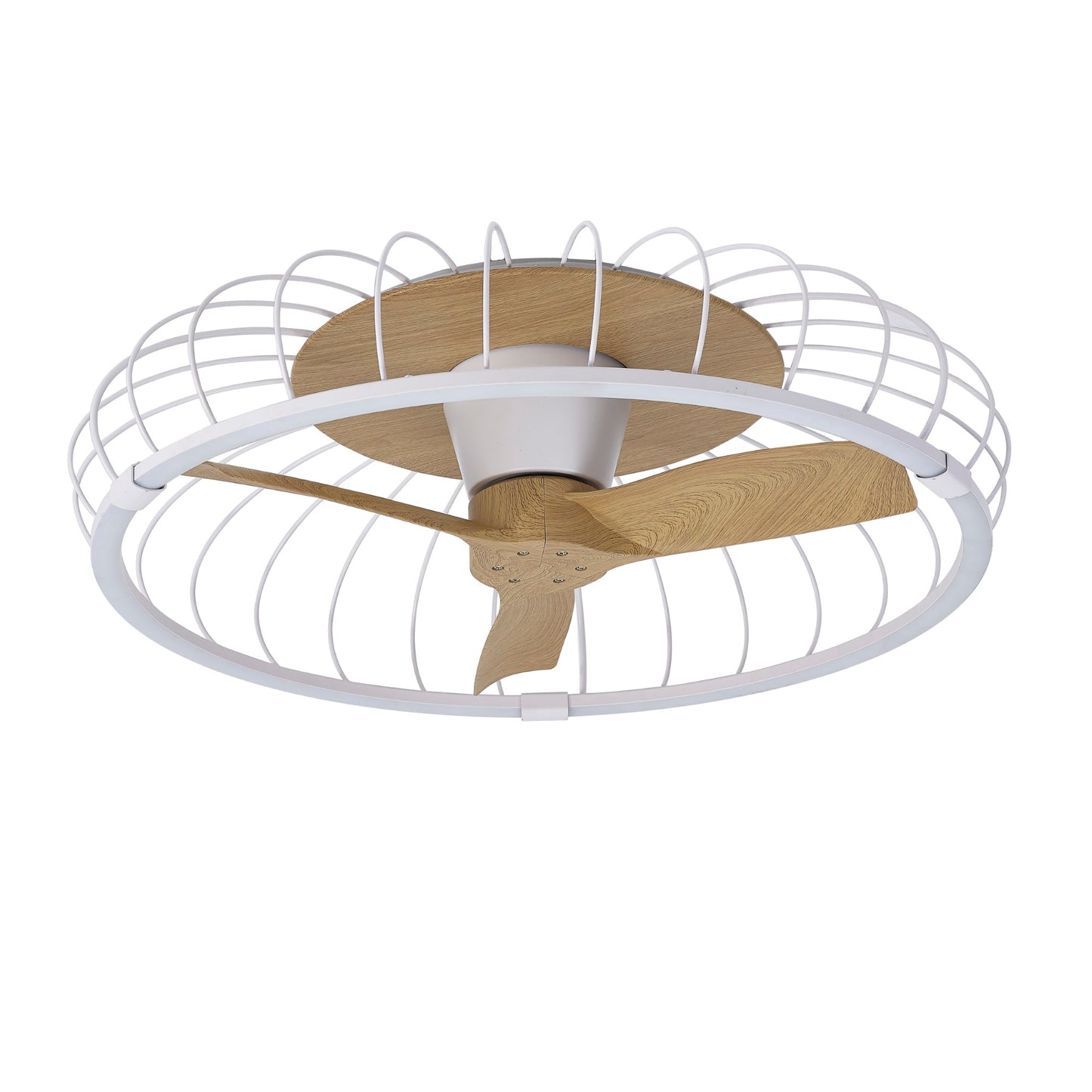 Nature White/Beech Ceiling Fan with Light 79cm 75W LED Dimmable Ceiling Light With Built-In 30W DC Reversible Fan, c/w Remote & APP Control,