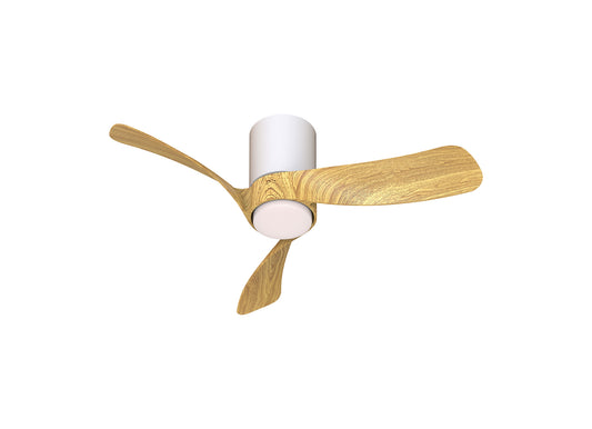 Mantra M9054 Nemo XS 72cm 18W LED Dimmable Ceiling Light With Built-In 26W DC Fan, 2700-5000K Remote Control, 2800lm, White/Wood, 5yrs Warranty