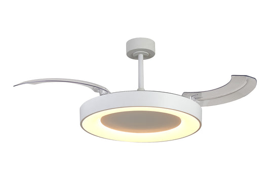Ceiling Fan With Light Niseko L White 62cm(closed)1320mm(open) 40W LED Dimmable Ceiling Light With Built-In 40W DC Fan, 2700-5000K Remote Control, 4400lm, White, 5yrs Warranty
