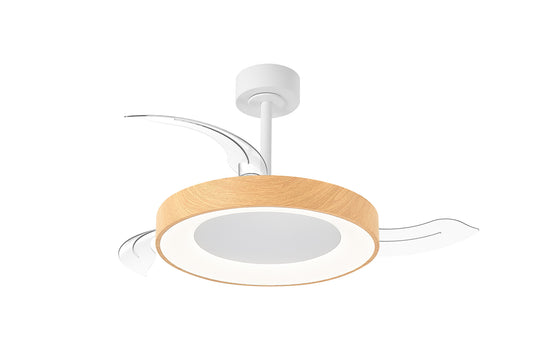 Mantra Niseko S Ceiling Fan with Light 40cm(closed) 910mm(open)45W LED Dimmable Ceiling Light With Built-In 25W DC Fan, 2700-5000K Remote Control, 5000lm, White/Wood, 5yrs Warranty