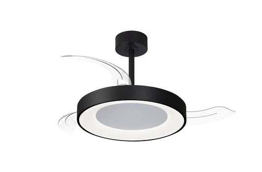 Mantra Niseko S Ceiling Fan with Light 40cm(closed) 910mm(open)45W LED Dimmable Ceiling Light With Built-In 25W DC Fan, 2700-5000K Remote Control, 5000lm, Black, 5yrs Warranty