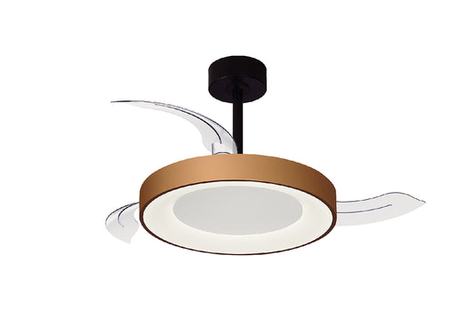 Mantra M9092 Niseko S Ceiling Fan with Light 40cm(closed) 910mm(open)45W LED Dimmable Ceiling Light With Built-In 25W DC Fan, 2700-5000K Remote Control, 5000lm, Gold/Wood, 5yrs Warranty