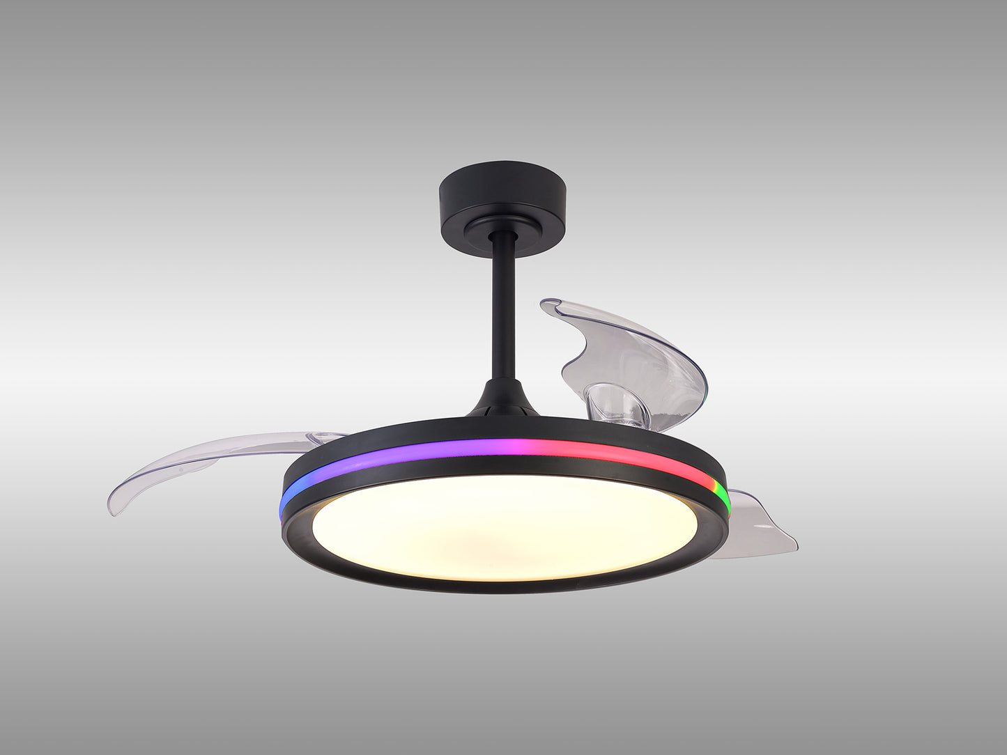 MANTRA M8728 Rafaga 50W LED Dimmable Black/RGB Ceiling Light With Built-In 30W DC Reversible Fan, Remote Control 3000-6500K, 3200lm, White, 5yrs Warranty