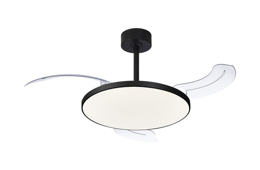 Mantra M9056 Slim Fan Mini 40cm(closed) 900mm(open) 45W LED Dimmable Ceiling fan with Light With Built-In 25W DC Fan, 2700-5000K Remote Control, 5000lm, Black, 5yrs Warranty
